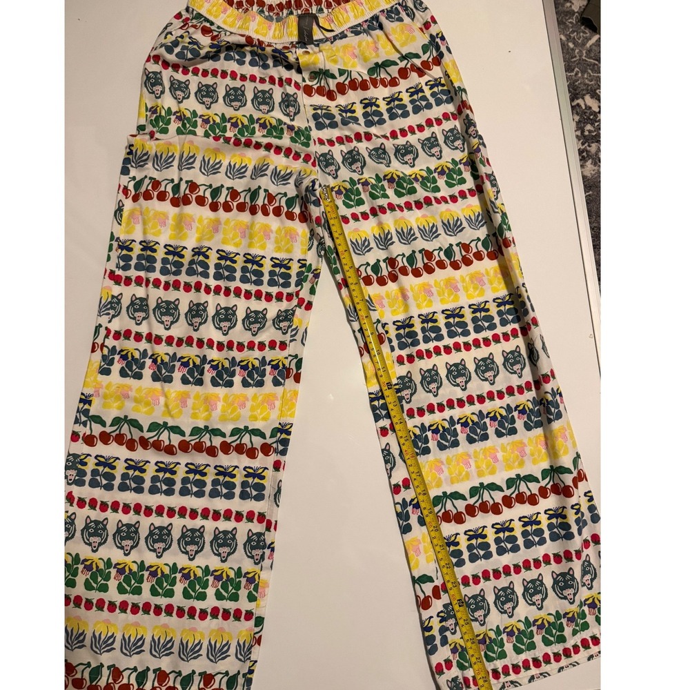 Anthropologie Maeve Wide Leg Pants Multi Color Tiger Cherry Floral Print XL - Picture 3 of 5